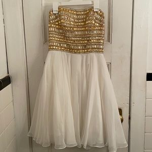 Sherri Hill White and Gold Dress